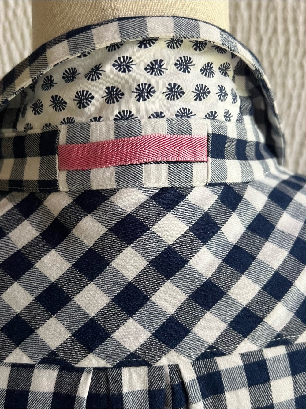 Tommy Bahama S Shirt Top Navy Blue White Check Gingham Pullover 3/4 Slv womens